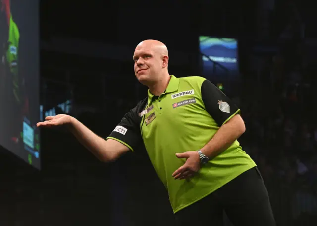 Michael van Gerwen looking frustrated