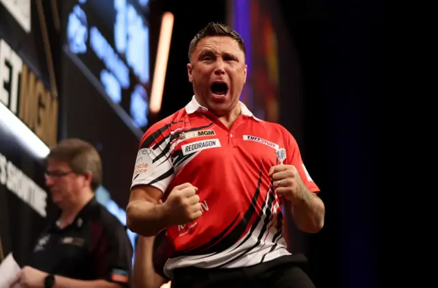 Gerwyn Price at the 2024 Premier League Darts opening night of the season in Cardiff