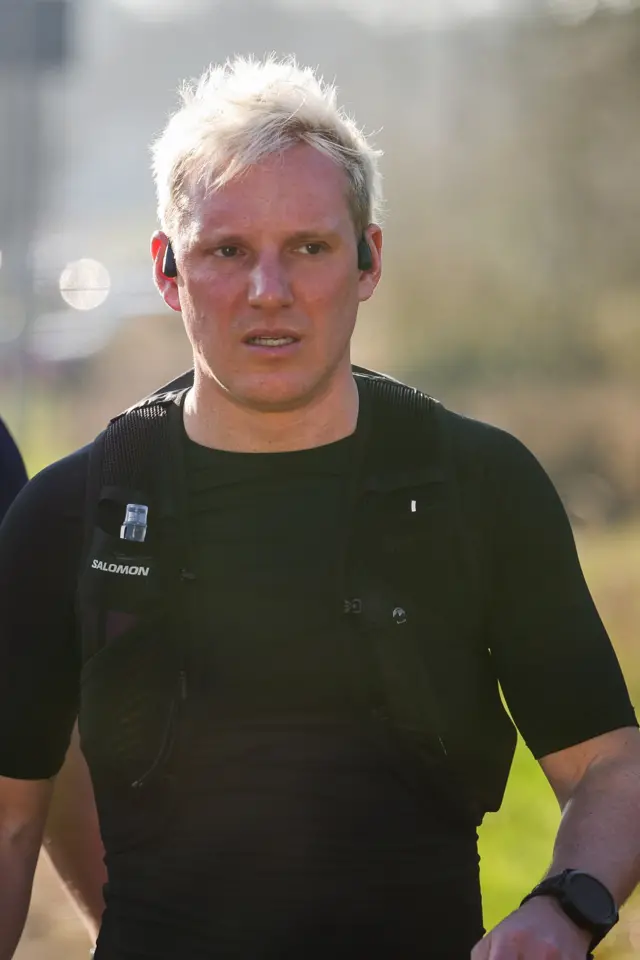 The pain and reality of the Ultra Marathon Man challenge starts to show on Jamie's face.