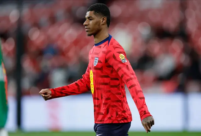 Marcus Rashford of England warms up