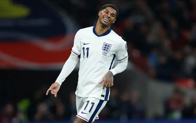 Marcus Rashford of England reacts