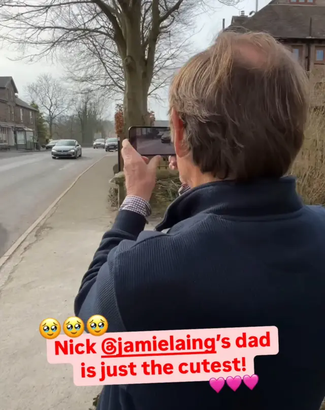 Nicholas, Jamie Laing's dad, films his son running