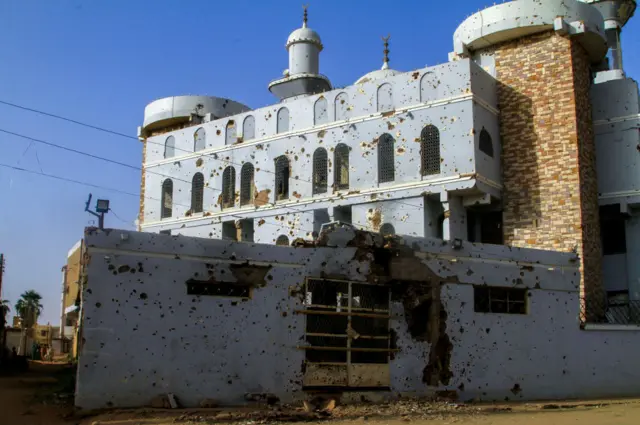 A bullet-riddled mosque in Khartoum's twin-city Omdurman