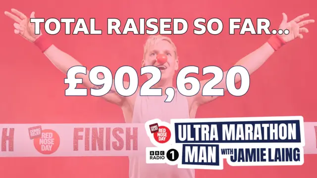 New total raised for Comic Relief by Jamie Laing - £902,620