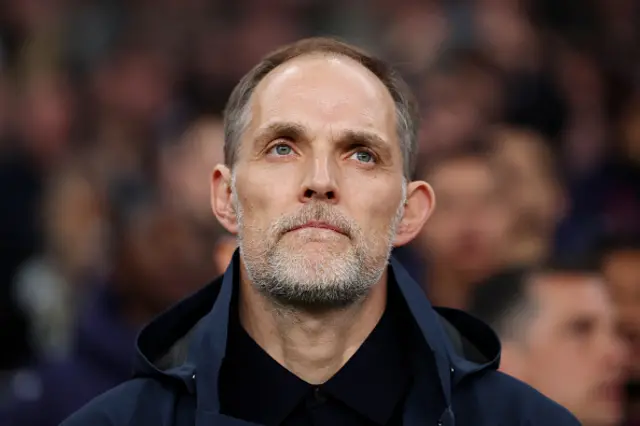 Thomas Tuchel, Head Coach of England, looks on