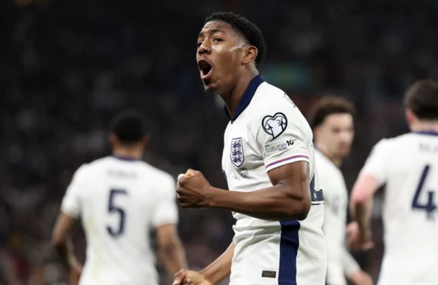 England's Myles Lewis-Skelly celebrates