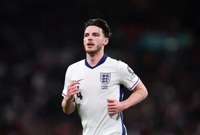 Declan Rice of England looks on