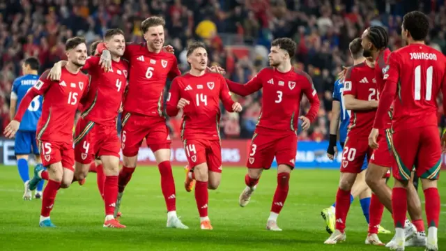 Wales players celebrate