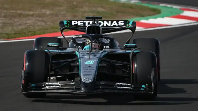 George Russell driving the Mercedes F1 car