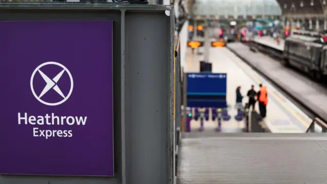Heathrow Express logo at a train station
