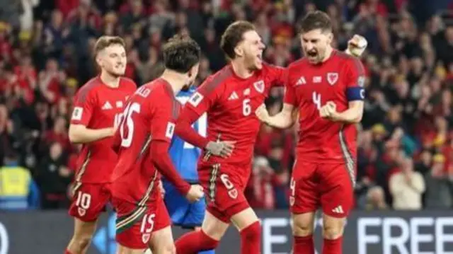 Wales players celebrate