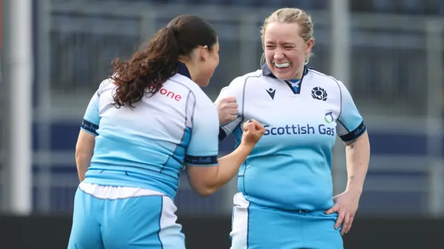 Lana Skeldon smiles during Scotland warm-up