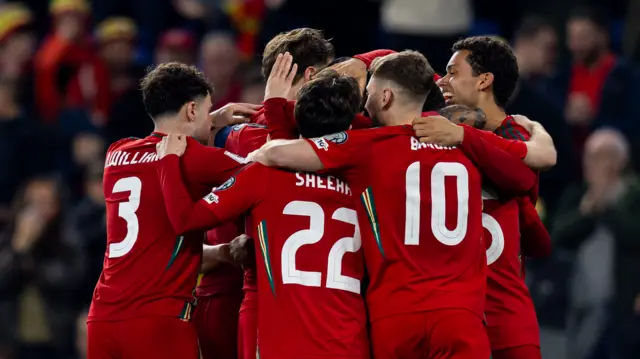 wales players celebrate