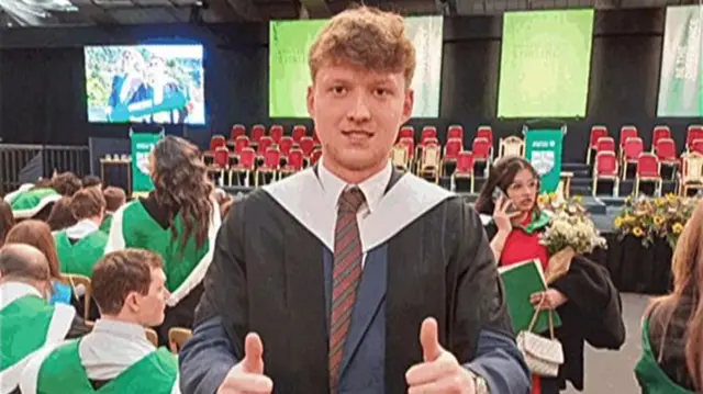 Liz's son Paddy at the graduation