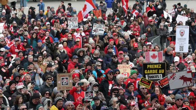 Crowd of Canadian protestors