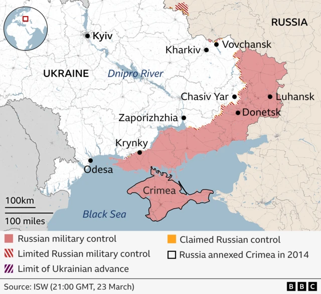 The Black Sea is surrounded by land under both Russian and Ukrainian control