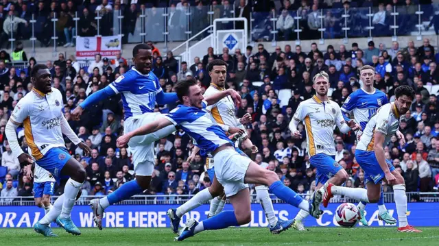 Ben Davies of Birmingham City scores the opening goal