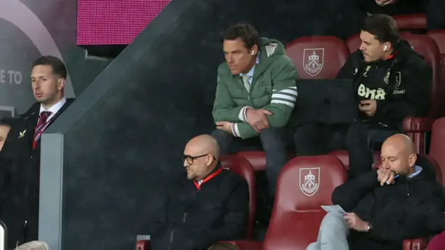 Burnley boss Scott Parker watches from the stands