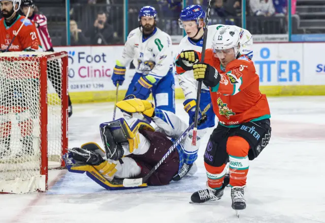 Bobo Carpenter celebrates after scoring his second of the game