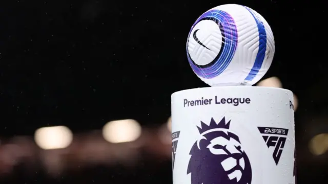 A 2024/25 Premier League x Nike Flight Ball is seen prior to the Premier League match between Manchester United and Ipswich Town