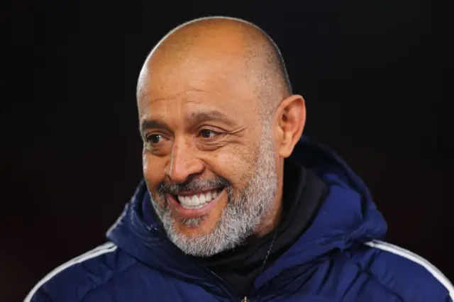 Nuno Espirito Santo, manager of Nottingham Forest, reacts.