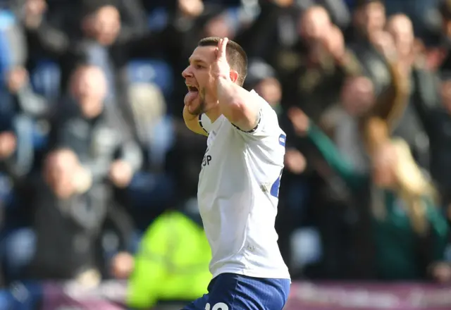 Milutin Osmajic celebrates after scoring for Preston North End against Burnley