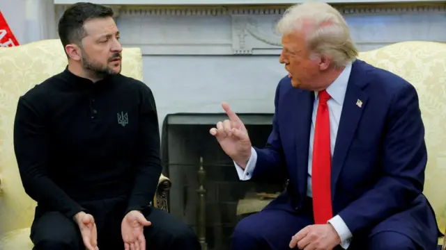 U.S. President Donald Trump meets with Ukrainian President Volodymyr Zelensky at the White House'S Oval Office in Washington, D.C