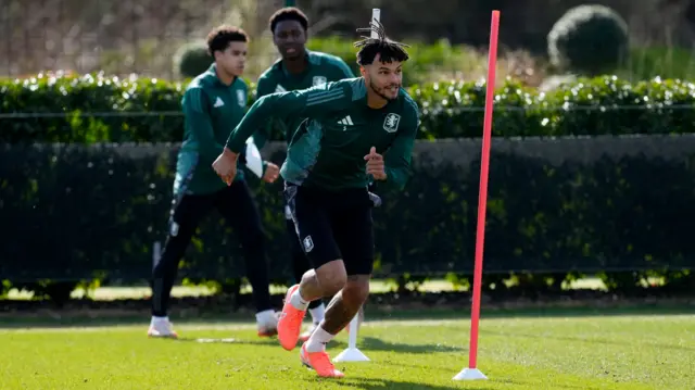 Aston Villa's Tyrone Mings during a training session