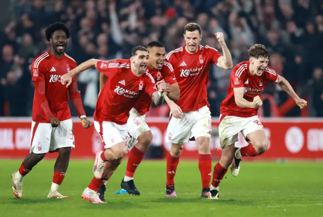 Nottingham Forest celebrate.