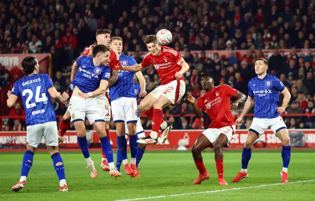 Nottingham Forest's Ryan Yates scores their first goal.