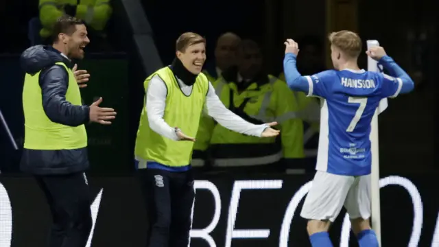 Emil Hansson celebrates for Birmingham