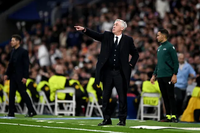 Carlo Ancelotti, Head Coach of Real Madrid, gestures