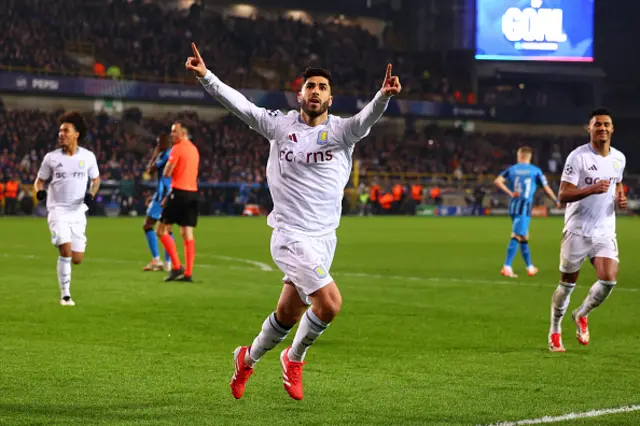 Marco Asensio of Aston Villa celebrates