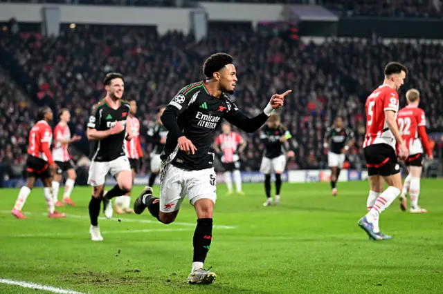 Ethan Nwaneri of Arsenal celebrates