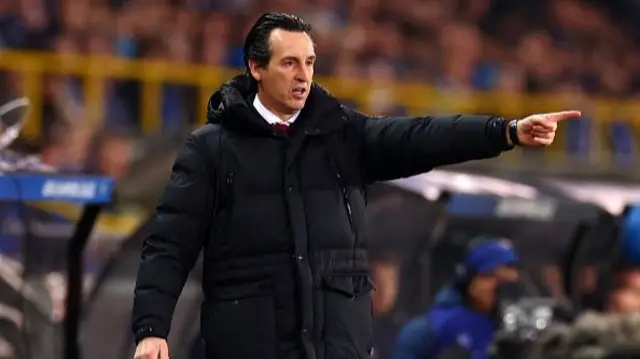 Aston Villa manager Unai Emery gestures