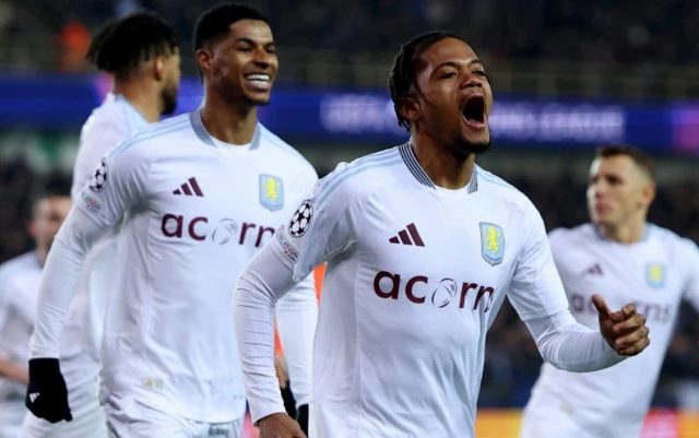 Aston Villa's Leon Bailey celebrates