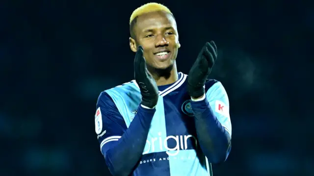 Wycombe's Richard Kone celebrates the win over Burton