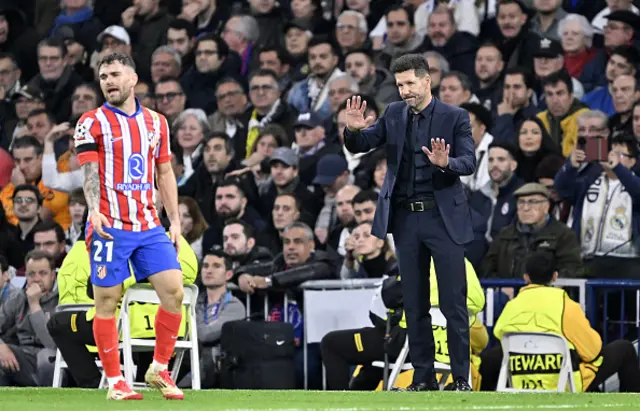 Head Coach of Atletico Madrid Diego Simeone gives tactics