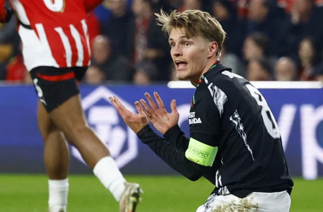 Arsenal's Martin Odegaard reacts