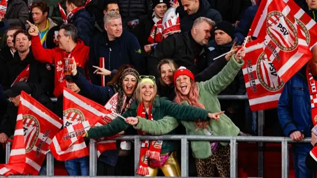 Fans of PSV Eindhoven in the stands