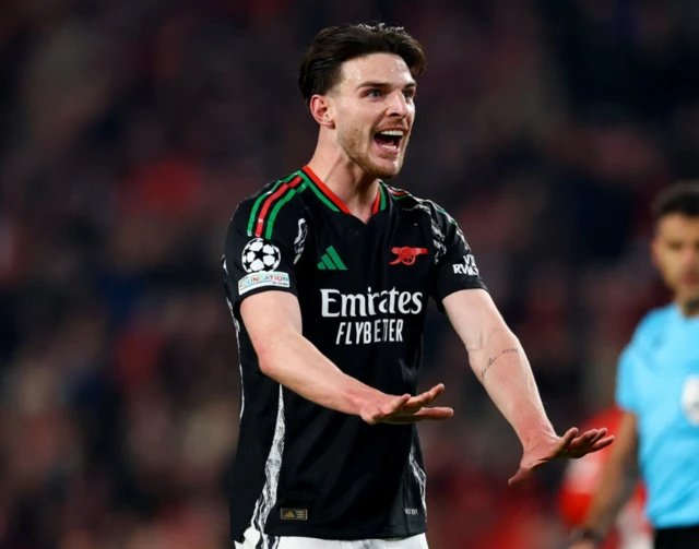Arsenal's Declan Rice reacts