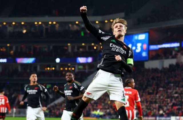 Arsenal's Martin Odegaard celebrates