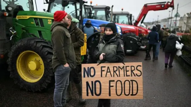 Farmers protested near the Welsh Labour Party conference in Llandudno in November