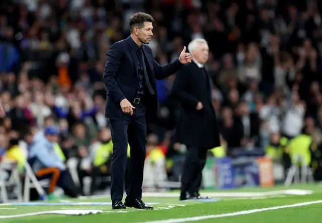 Diego Simeone, Head Coach of Atletico de Madrid, gestures