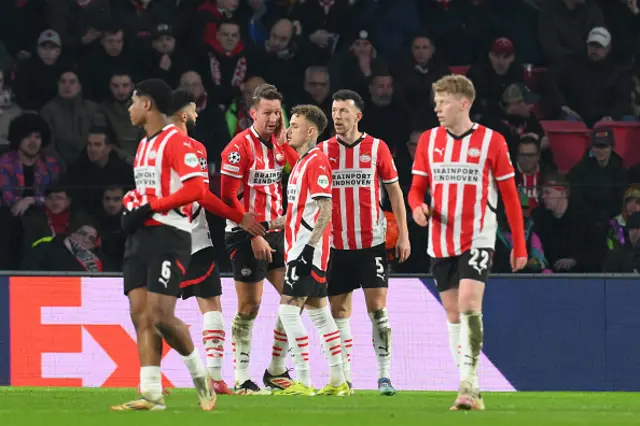 PSV celebrate their opening goal