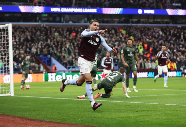 Rogers celebrates his goal v Celtic in the UCL