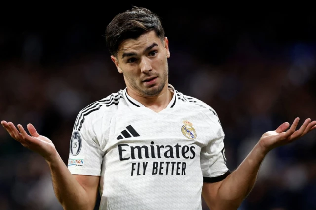 Real Madrid's Brahim Diaz celebrates