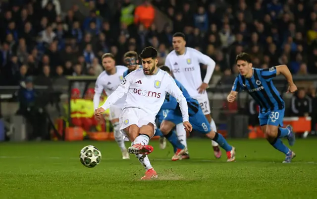 Marco Asensio of Aston Villa scores