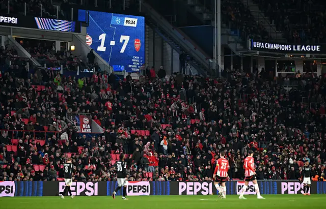 A general view of the LED screen which shows PSV 1-7 Arsenal