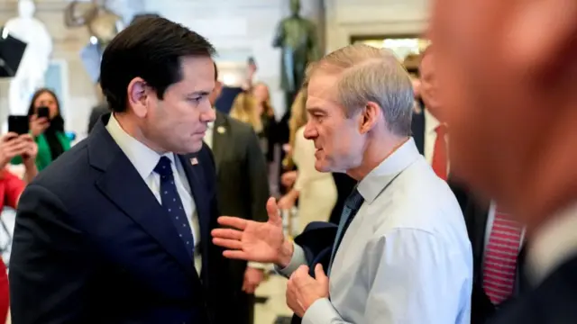 Secretary of State Marco Rubio consults with Congressman Jim Jordan